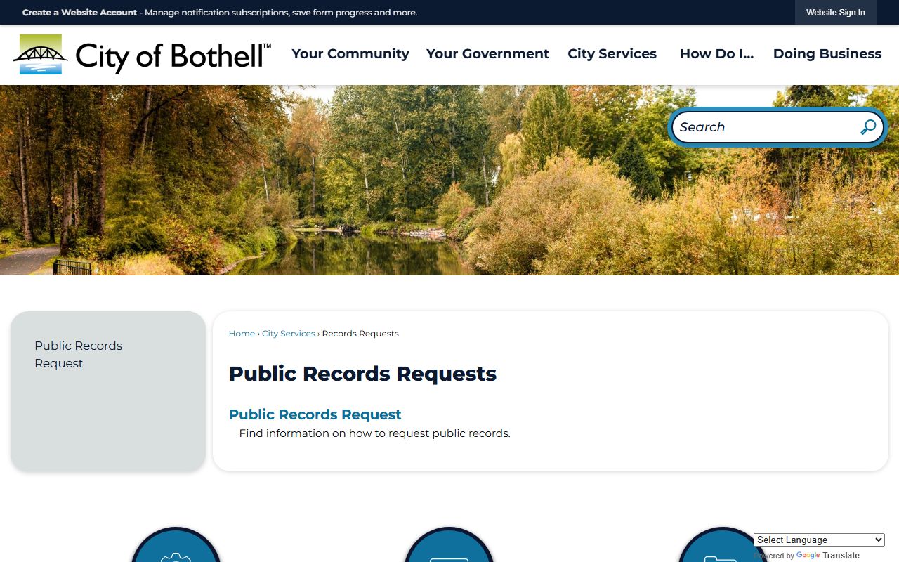 Bothell records request page for booking releases