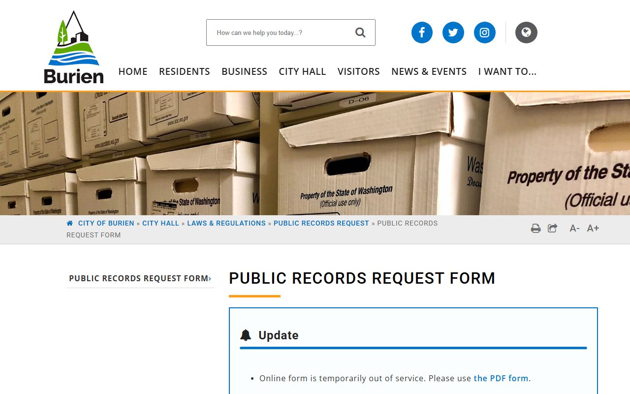 Burien public records request form for booking releases