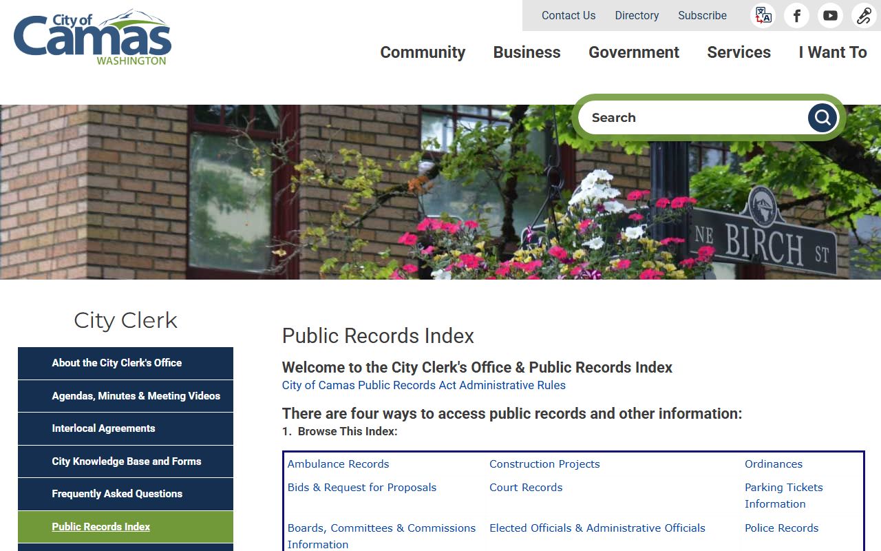 Camas public records index for booking releases