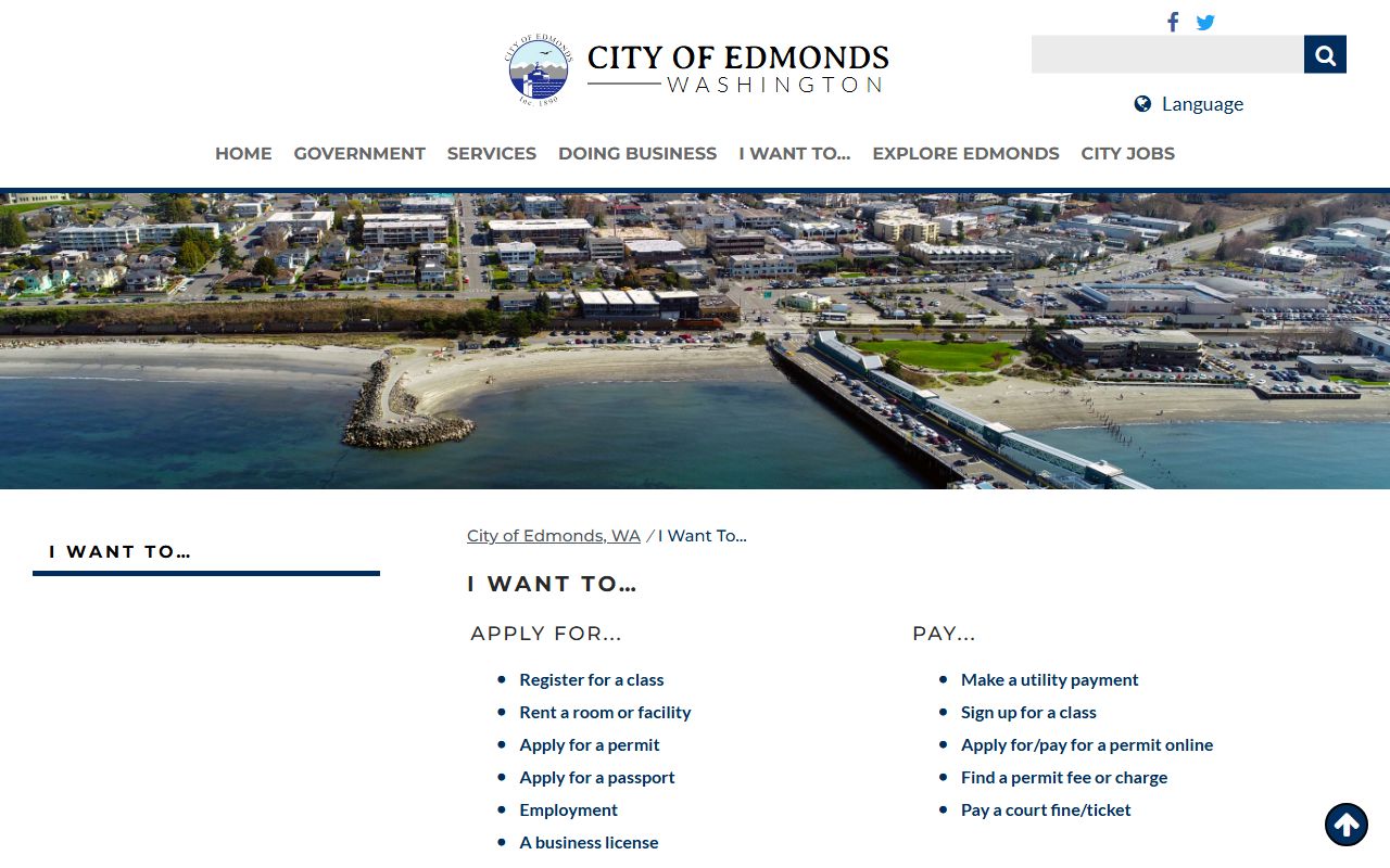 Edmonds I Want To page for booking releases