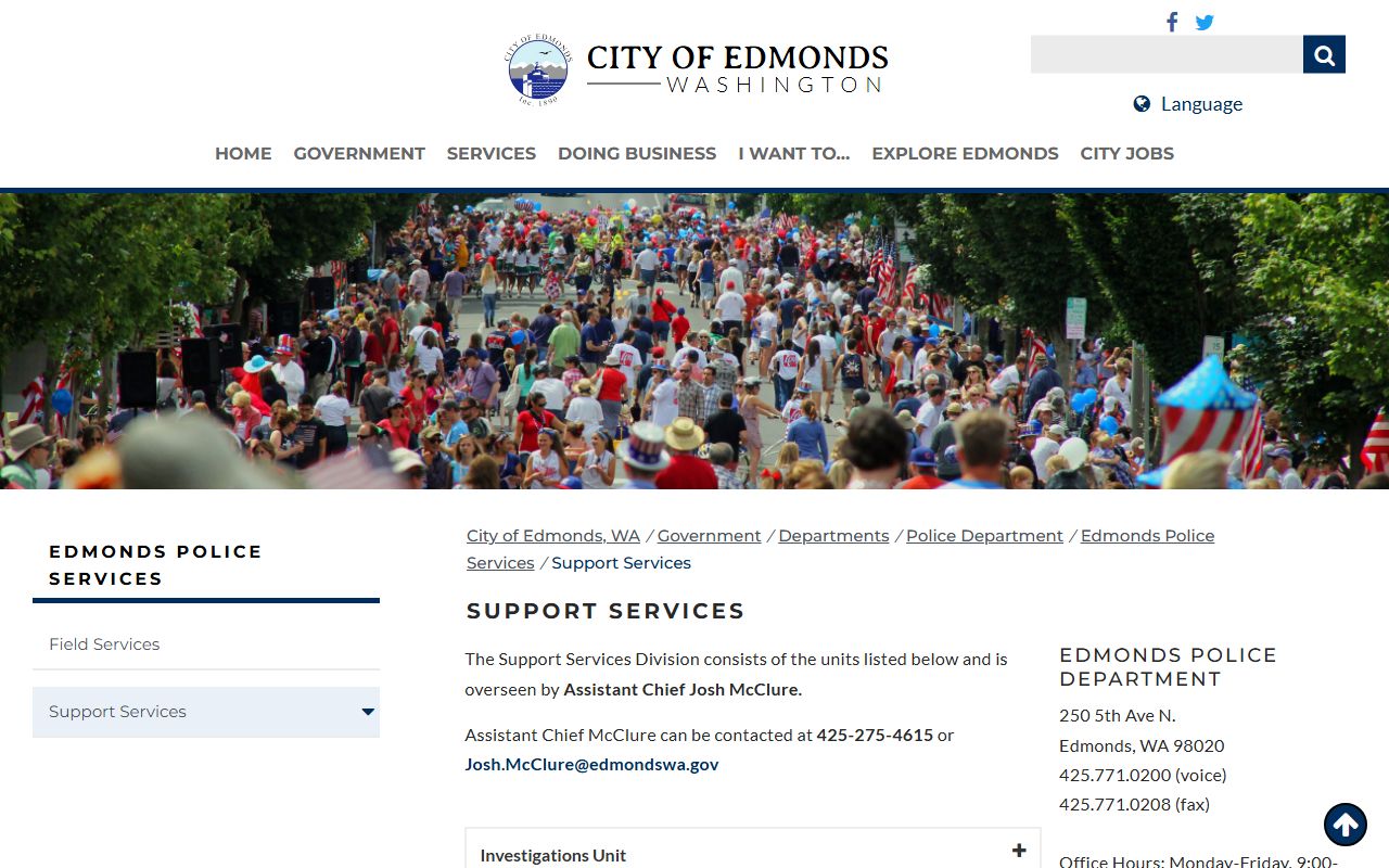 Edmonds PD support services for booking releases