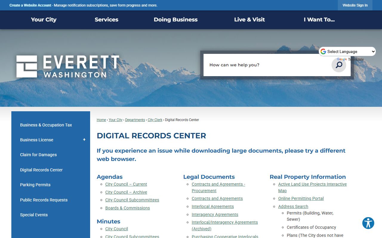 Everett Digital Records Center for booking releases research