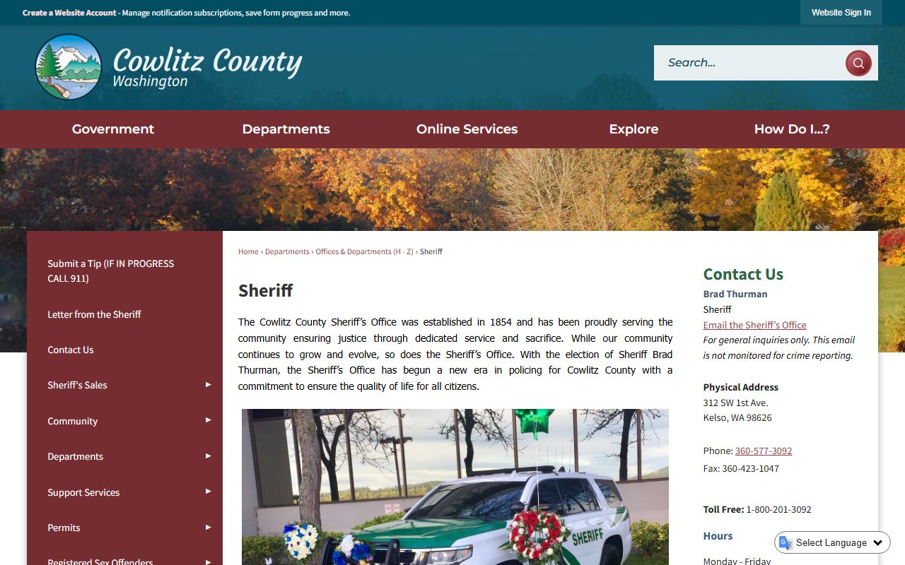 Cowlitz County Sheriff page used for Longview booking releases