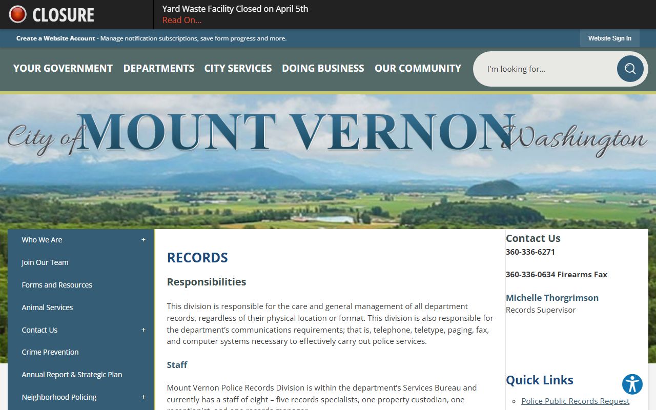 Mount Vernon Booking Releases police records page