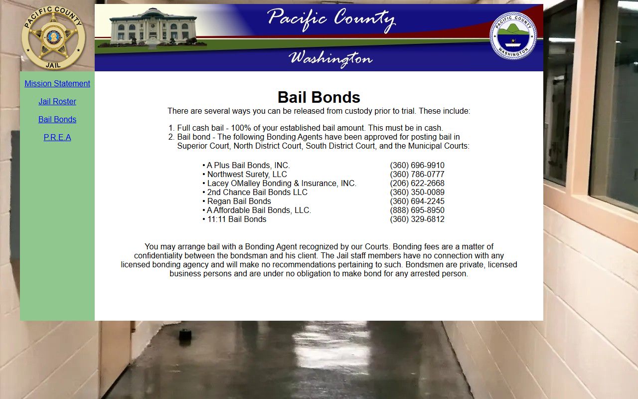 Pacific County booking releases - bail