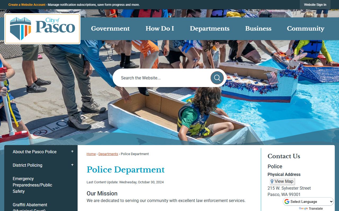 Pasco Police Department booking releases page