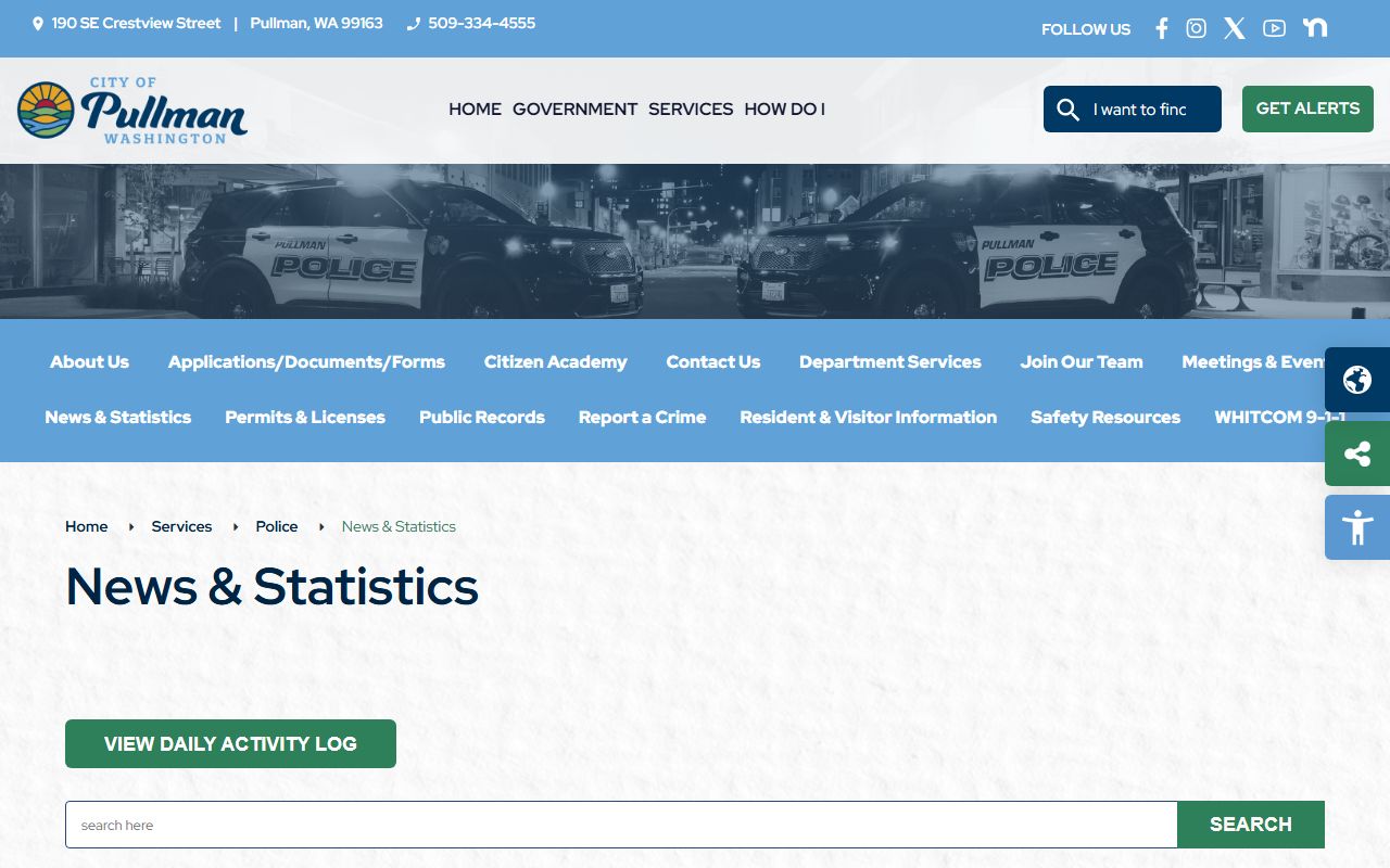 Pullman Police daily logs for booking releases