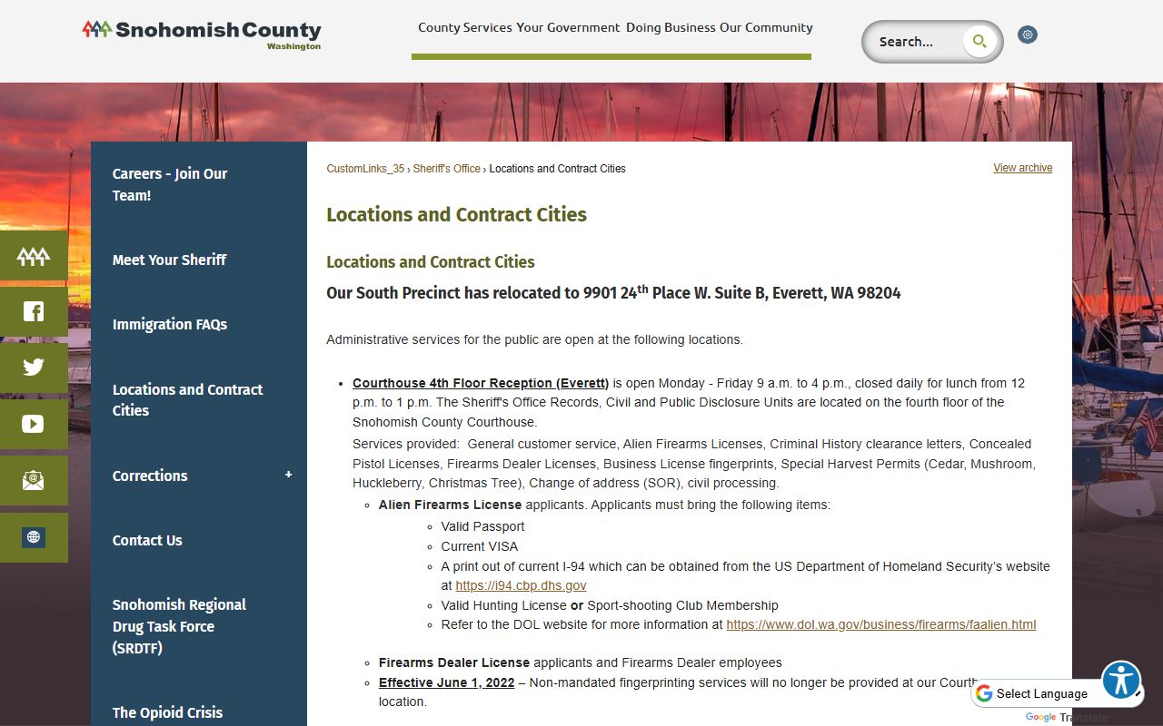 Snohomish County booking releases - locations