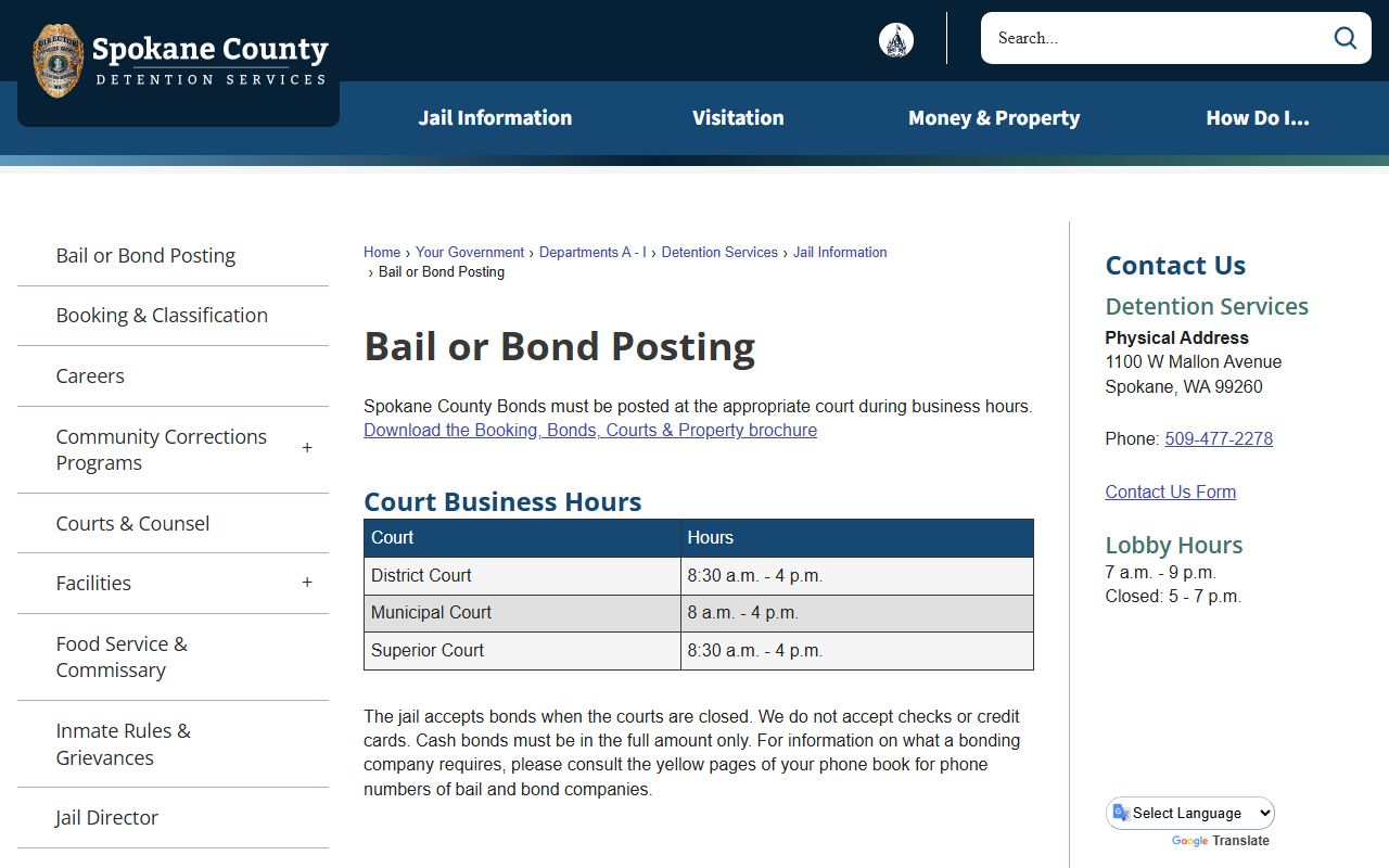 Spokane County booking releases - bail