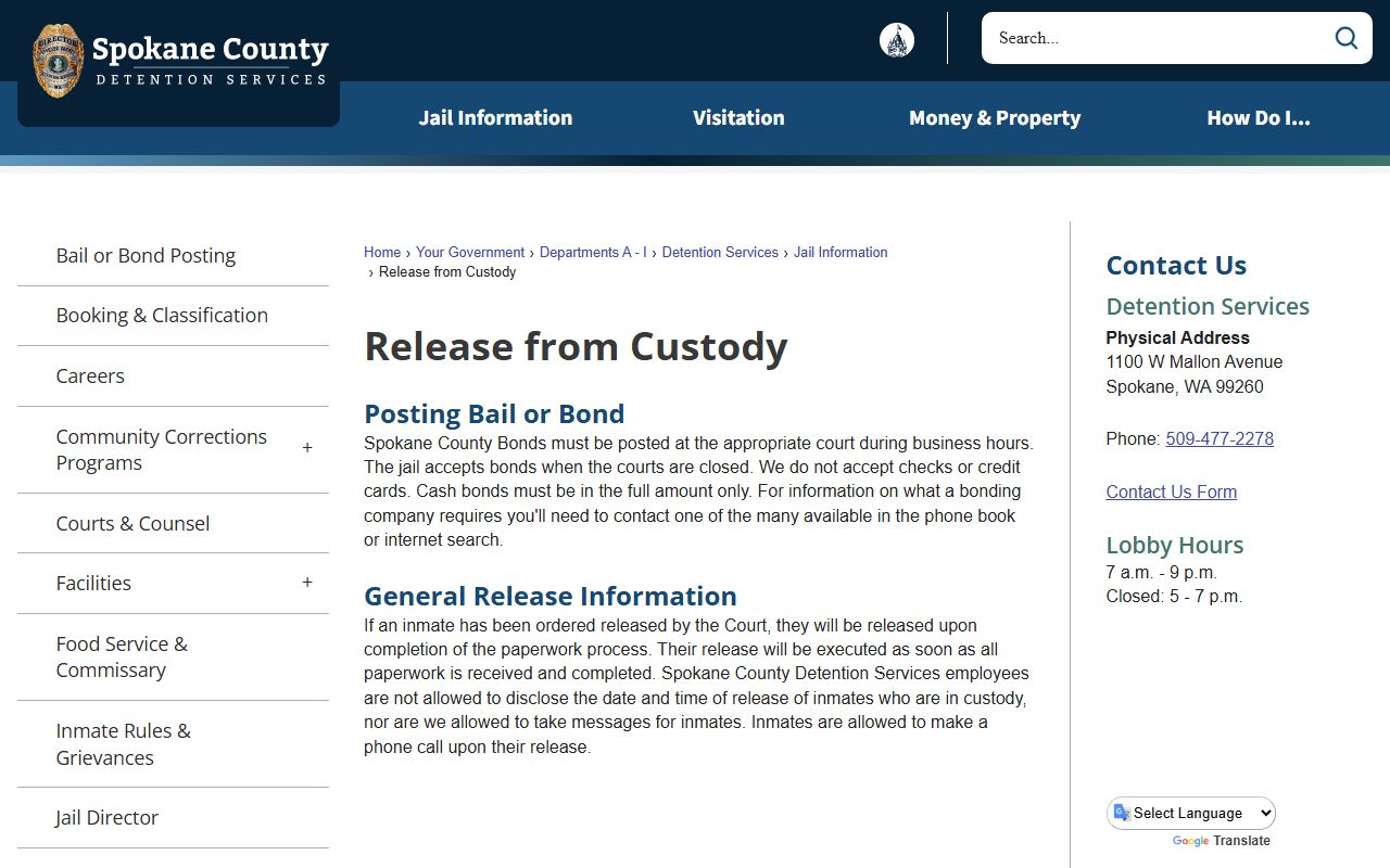 Spokane County booking releases - release