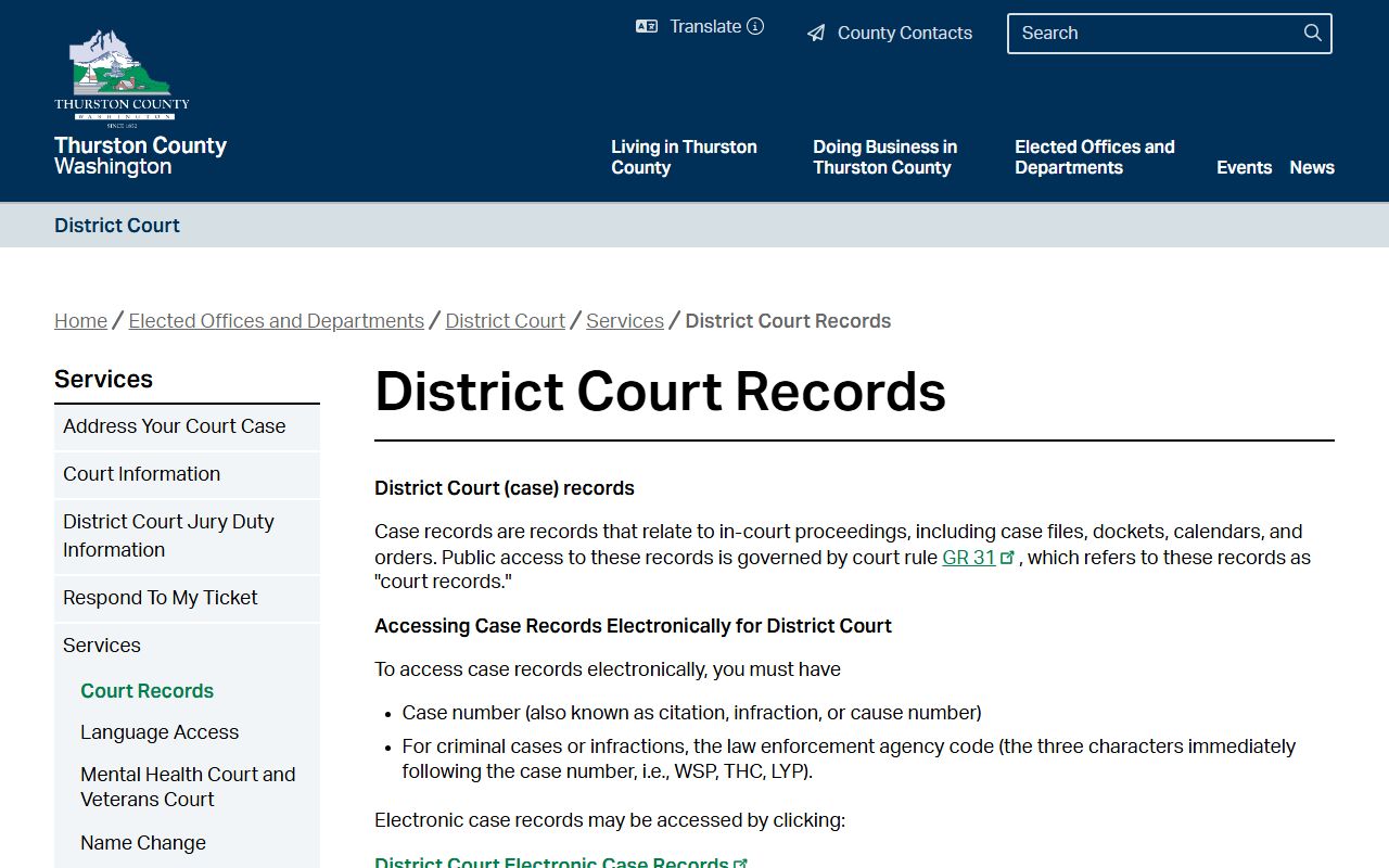 Thurston County booking releases - district court