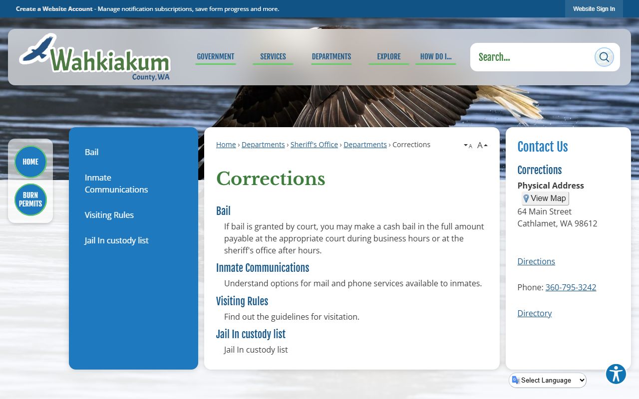 Wahkiakum County booking releases - corrections