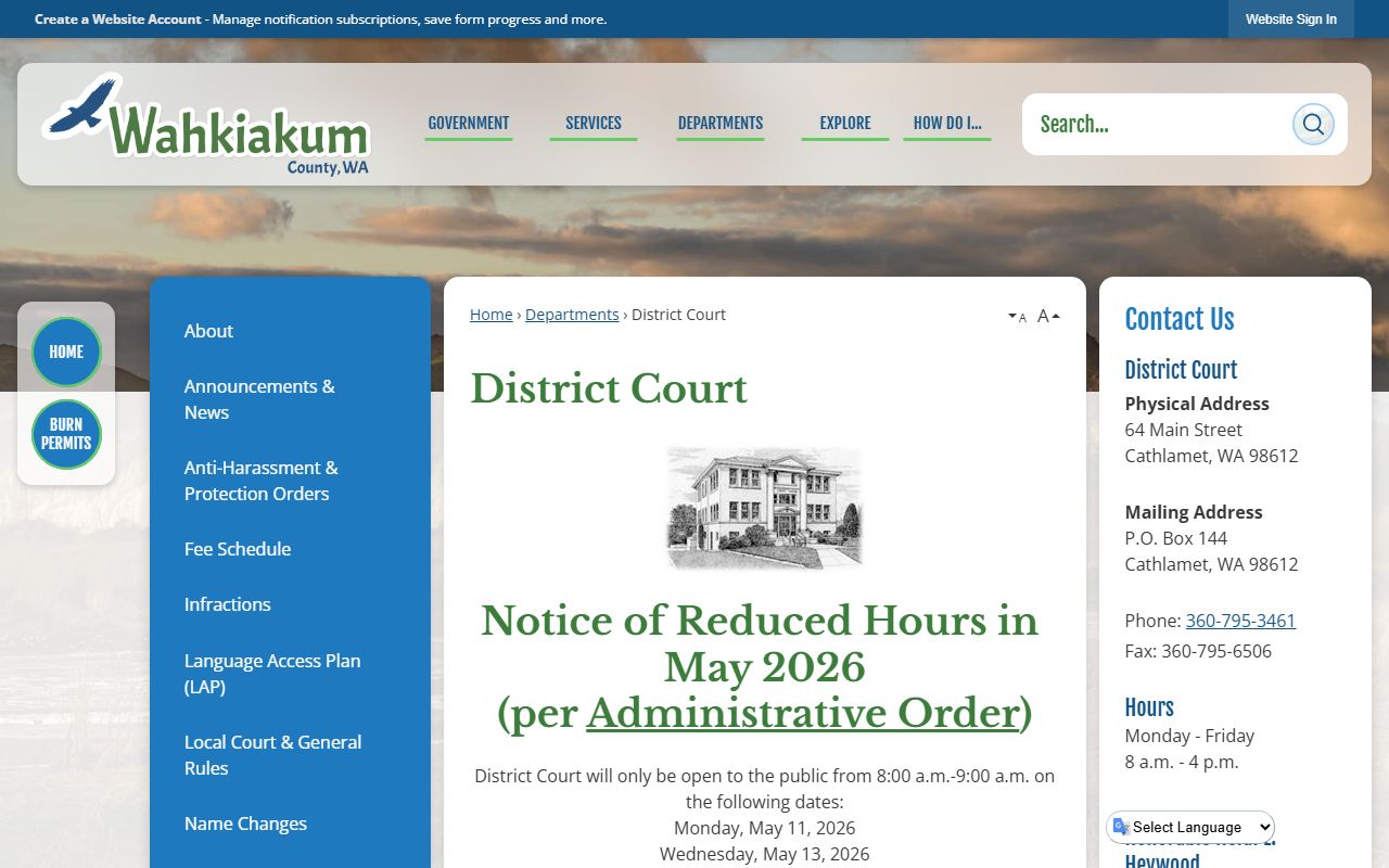 Wahkiakum County booking releases - district