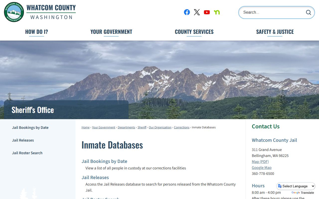 Whatcom County booking releases - databases