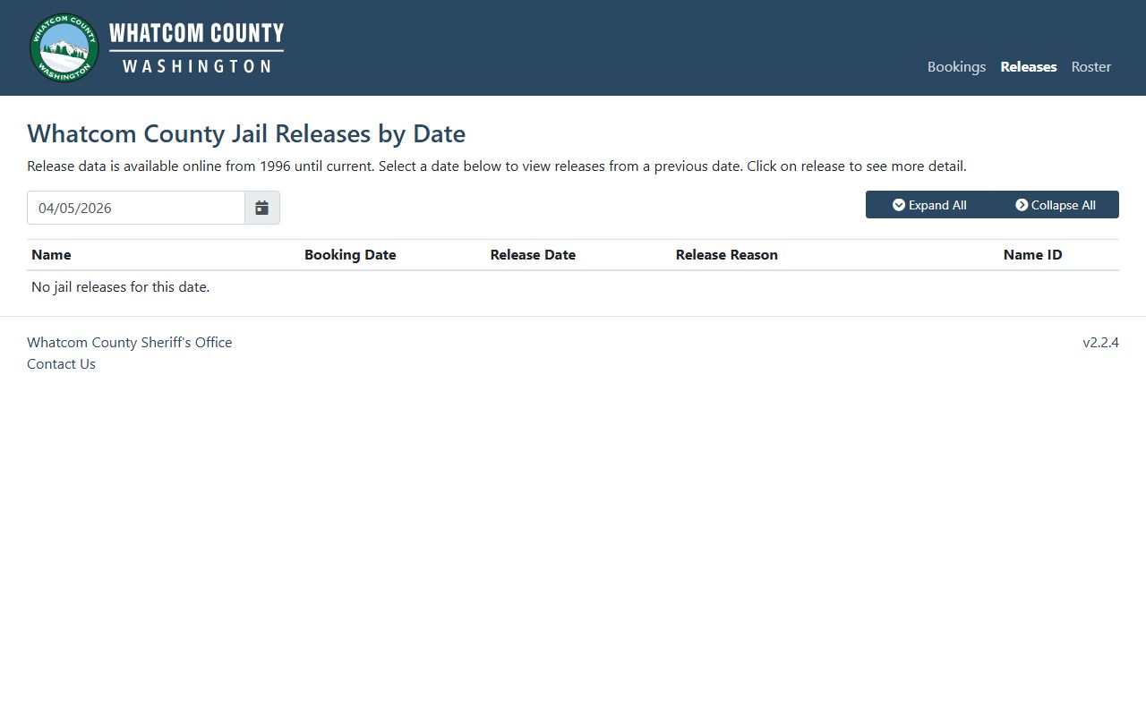 Whatcom County booking releases - releases
