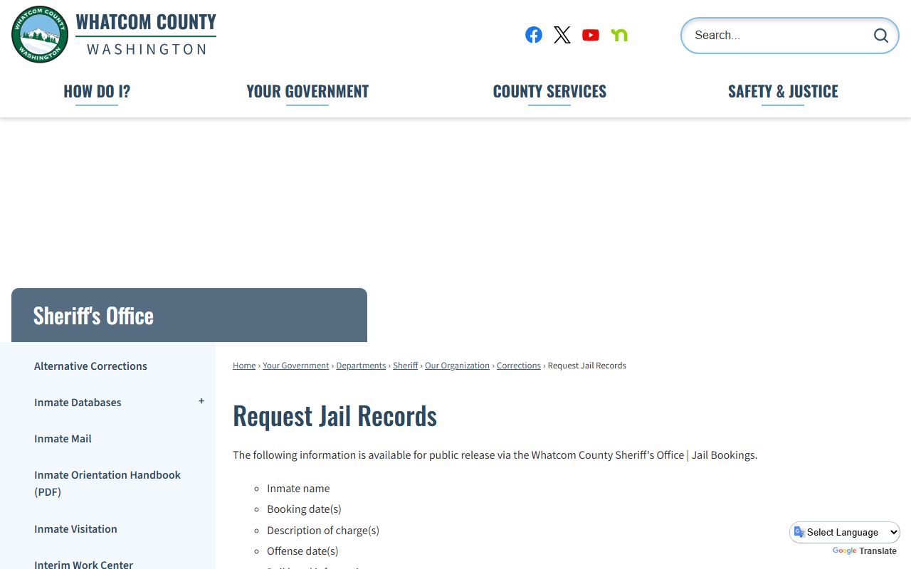 Whatcom County booking releases - records