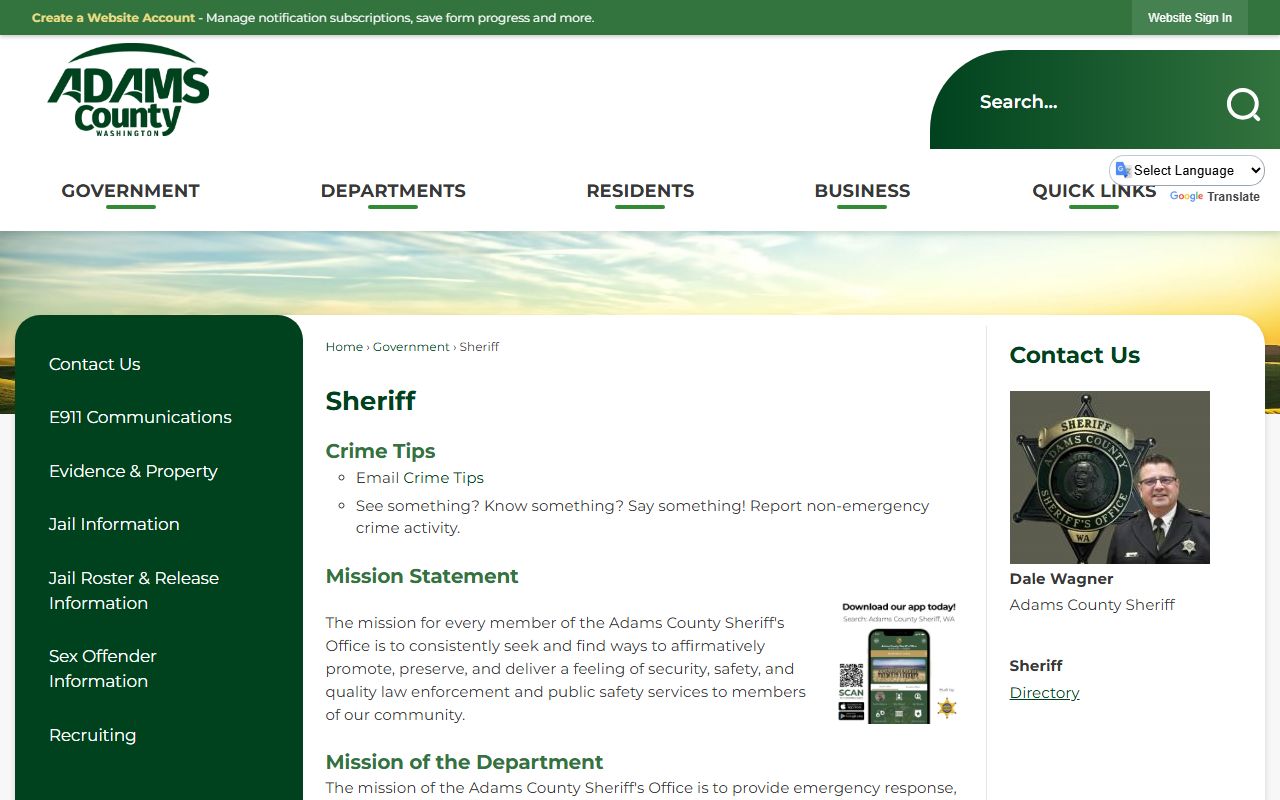 Adams County booking releases sheriff office page