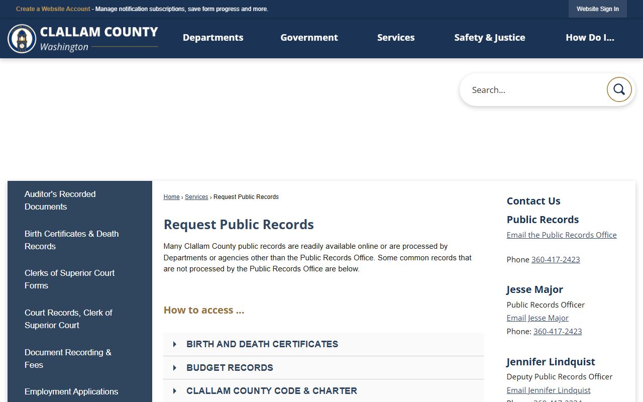 Clallam County booking releases public records page