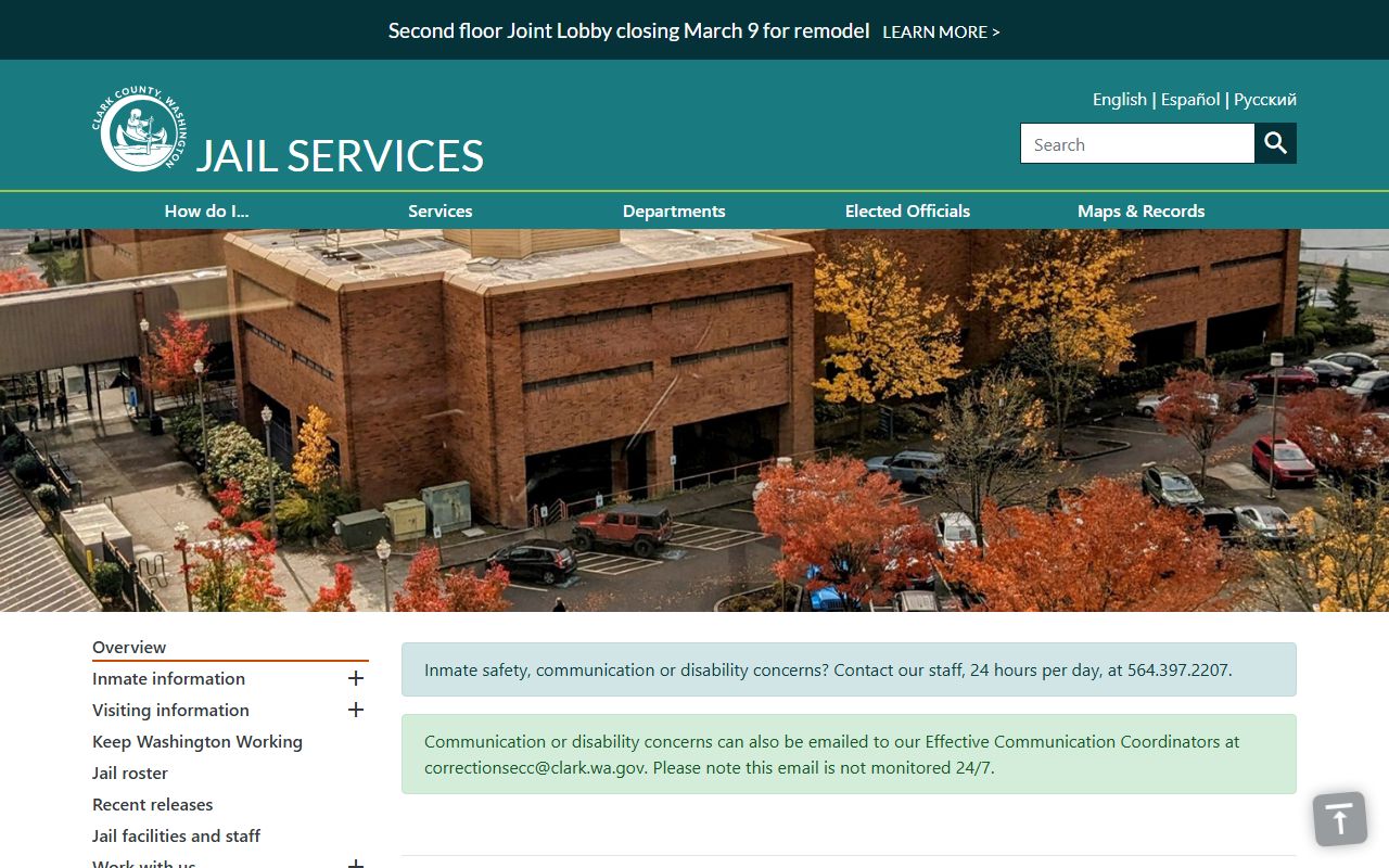 Clark County booking releases jail services overview