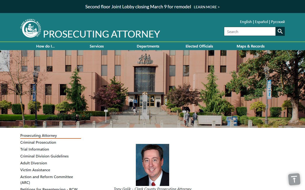 Clark County booking releases prosecuting attorney