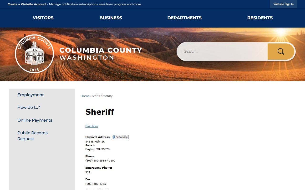 Columbia County booking releases sheriff staff directory