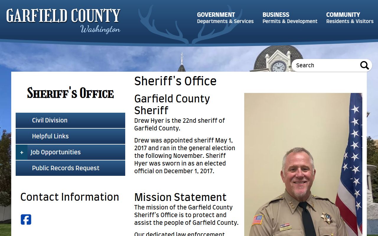 Garfield County Sheriff's Office main page Washington booking releases