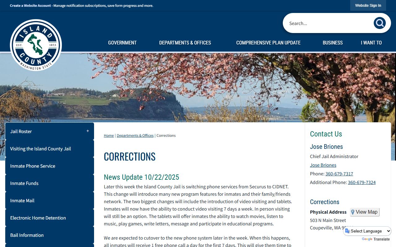 Island County Corrections Division Washington booking releases