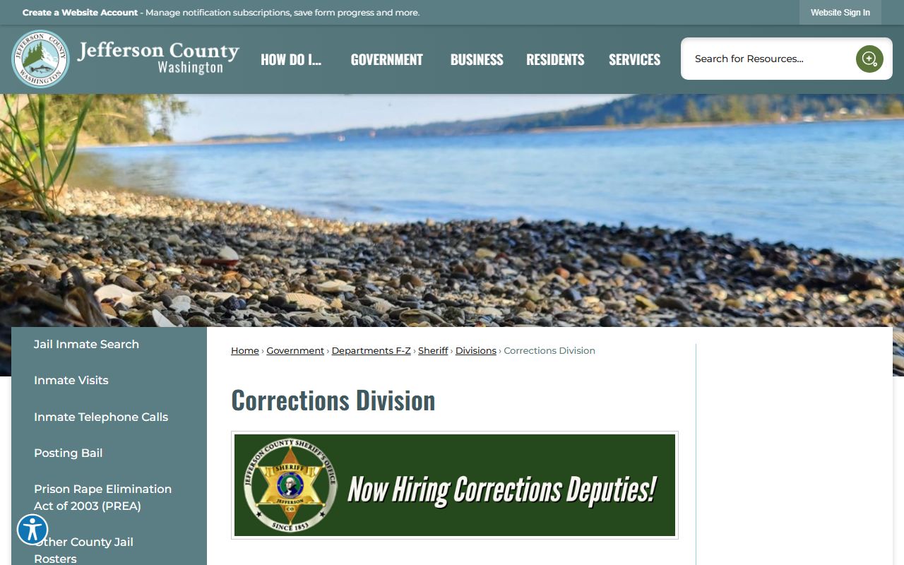 Jefferson County Corrections Division Washington booking releases