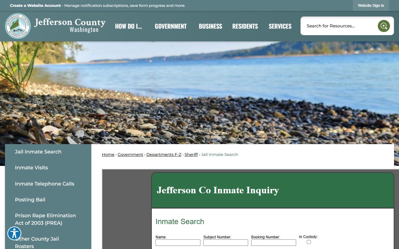 Jefferson County Jail Inmate Search Washington booking releases