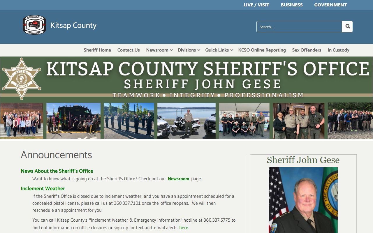 Kitsap County Sheriff's Office Washington booking releases